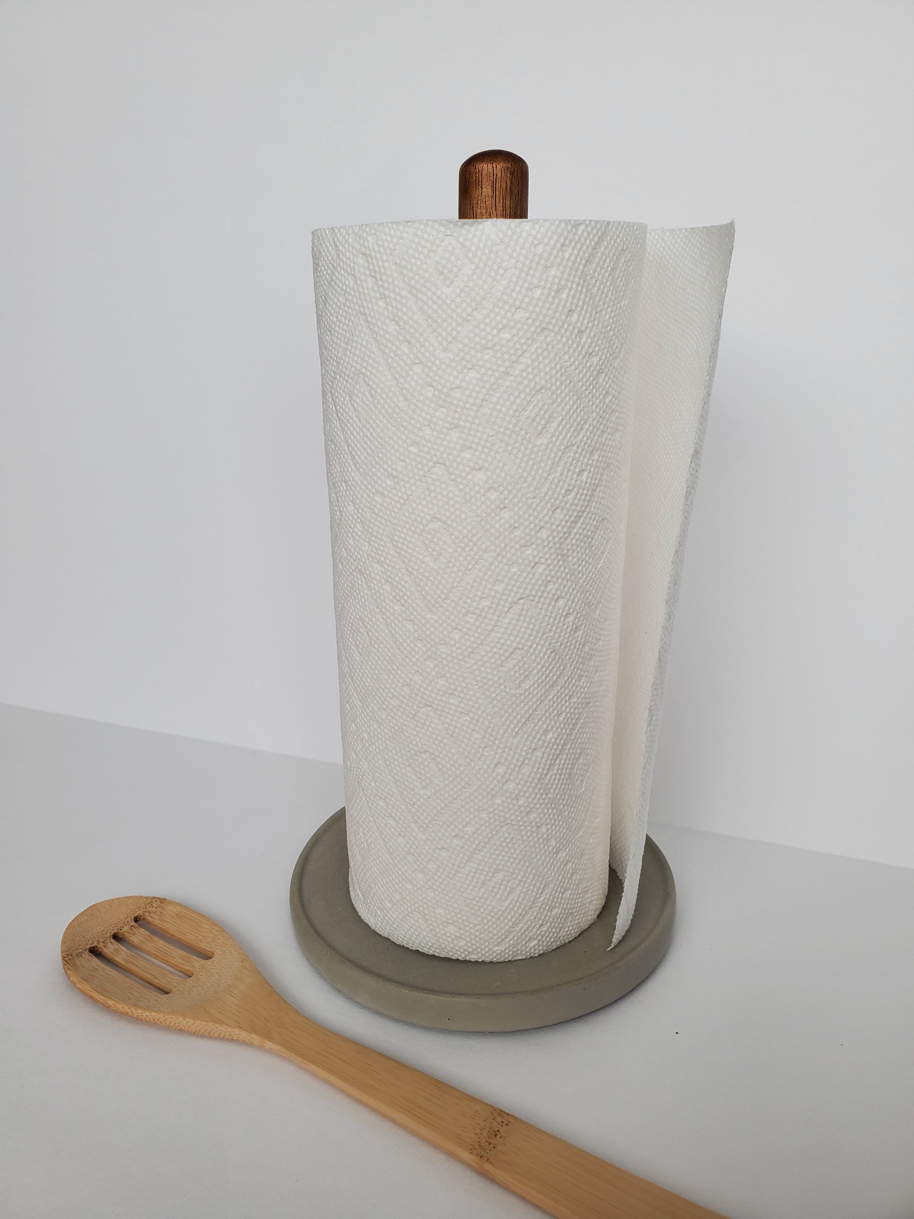 Paper Towel Holders White Terrazzo w/ A Walnut Rod